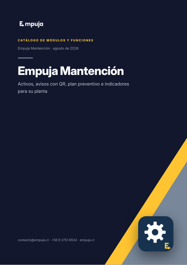 Portada del catálogo de Empuja Mantención